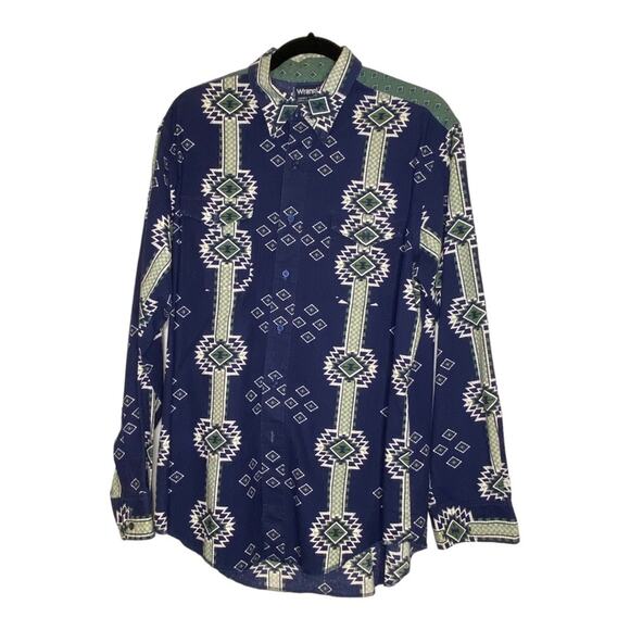 Vintage 90s Wranglers Western Cowboy Cut Regular Fit Button Up Shirt 16 1/2 x 35 - Picture 1 of 8